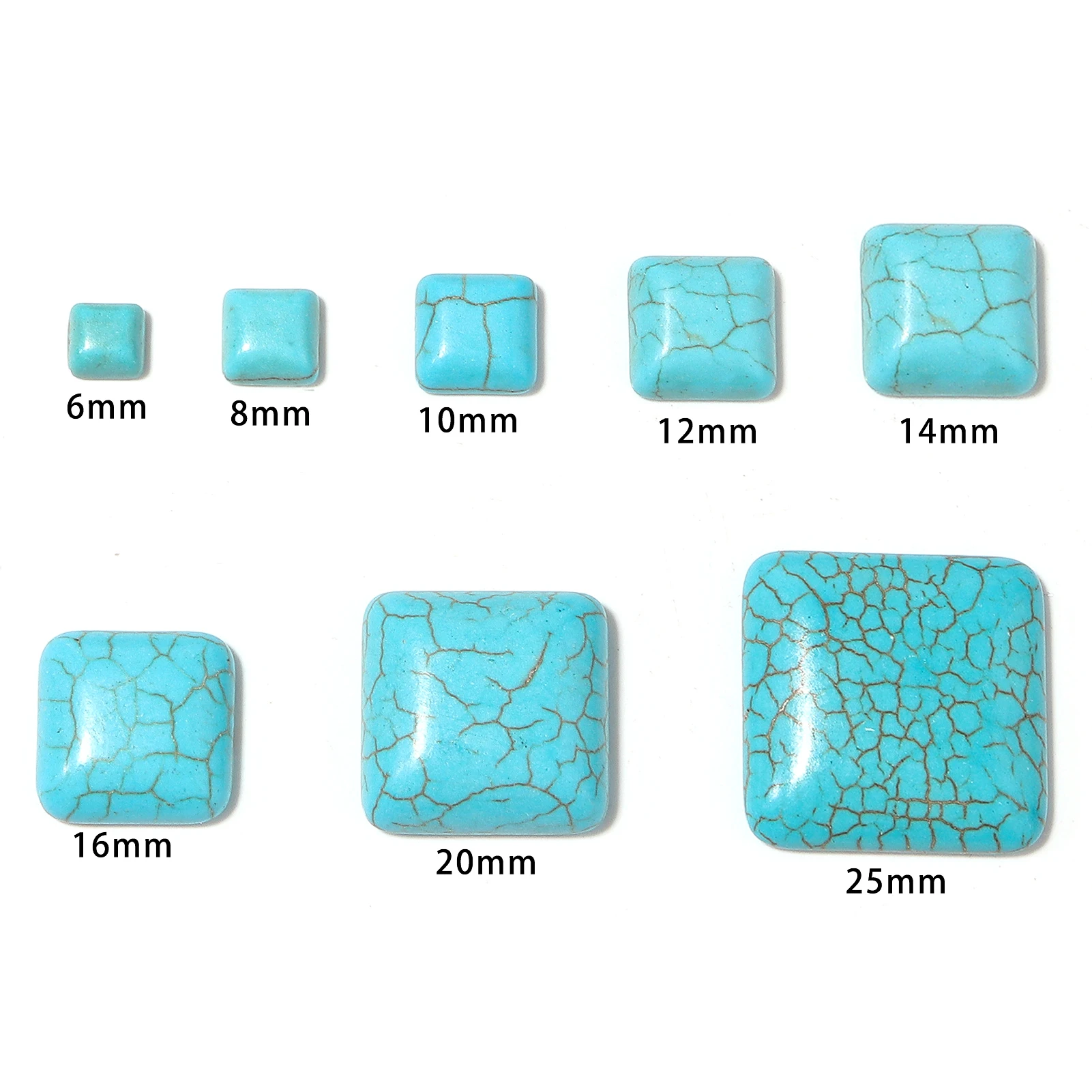 10pcs/lot White Blue Turquoise Cabochon Natural Stone Square Cabochon Flat Back Spacer Loose Beads For Jewelry Diy Ring Necklace