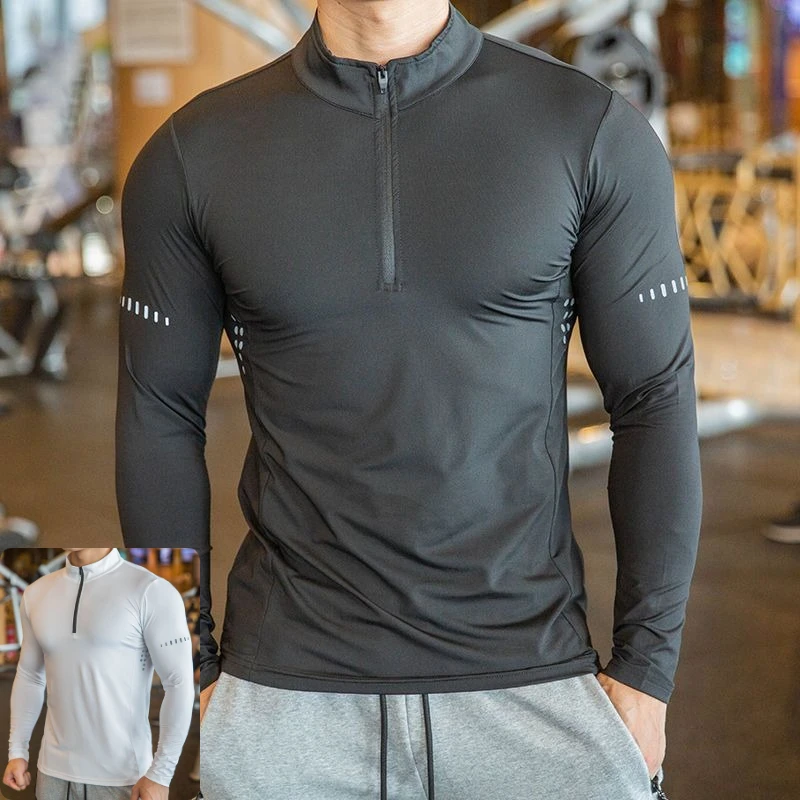 

Motorcycle Half Zipper Long Sleeve Men's Cycling Sweat Absorbing Breathable Quick Drying Clothes Sports Training Tight Clothes