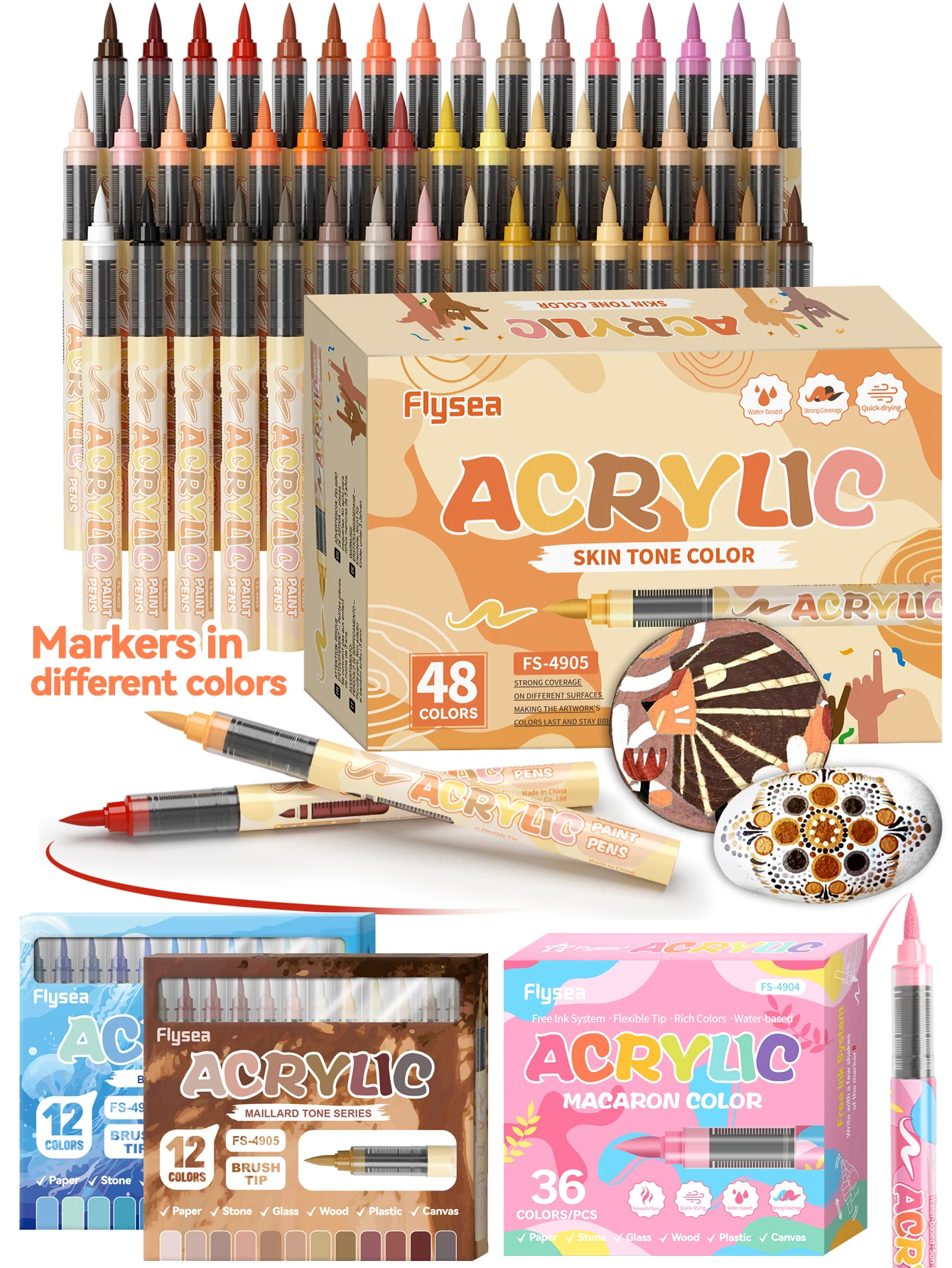 

96-Color Painting Pens, Direct Liquid Acrylic Markers, 48 Skin Colors & 36 Macaron Colors & 8 Color Themes, Painting and Graffiti, Coloring Sets, Professional Drawing Tools, Back-To-School Student Supplies, Holiday Gifts for Halloween, Christmas, Easter G