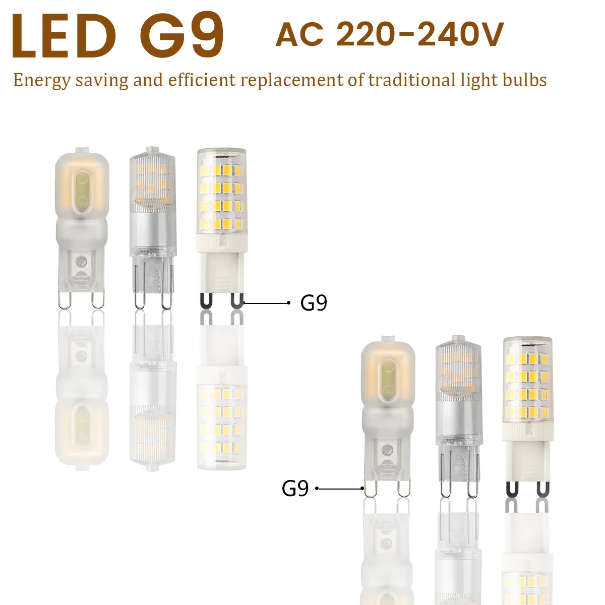 10 قطعة/الوحدة LED لمبة G9 Mini 3 واط AC220V خالية من الوميض الضوء الأبيض الدافئ يمكن أن تحل محل 20 واط 50 واط مصباح هالوجين مناسبة لمصابيح الكريستال