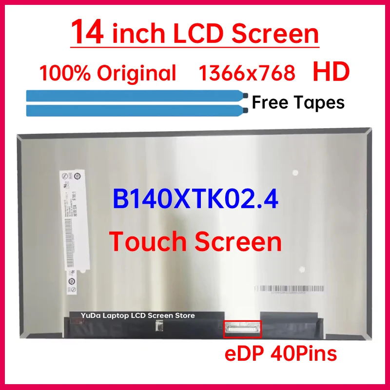 

14 Inch Laptop LCD Touch Screen B140XTK02.4 For HP Chromebook x360 14b-cd 14b-cd0213ng Display Matrix Panel Replacement 1366x768