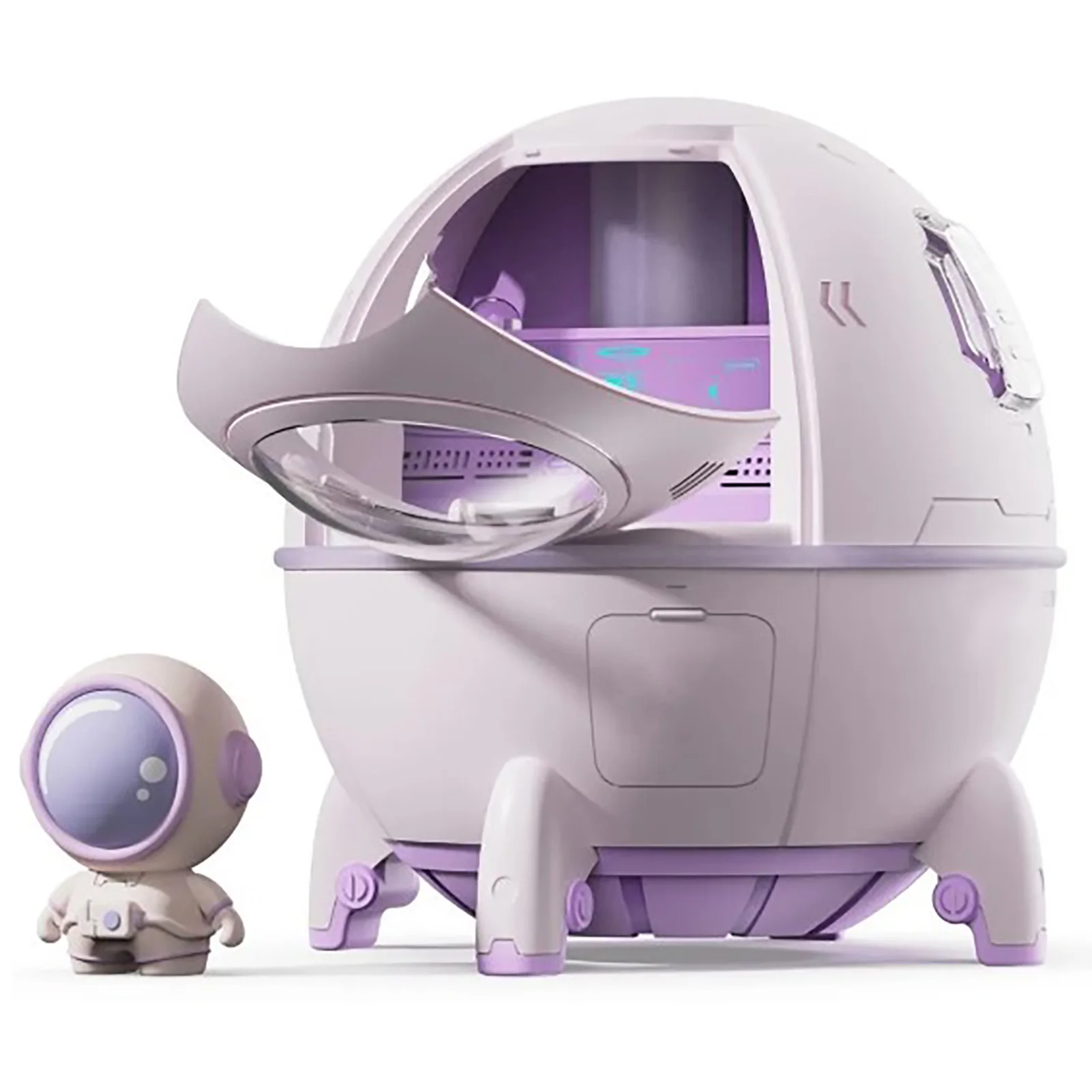 2W Mini USB Humidifier Cute Spaceship Shaped Humidifier Portable Household Ambient Light Humidifier US Plug 110v Purple