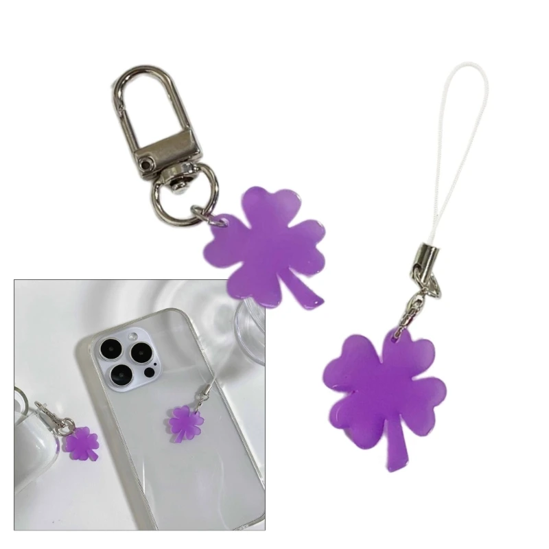 Pack of 2 Four Leaf Phone Strap Four Leaf Phone Lanyard Fashion Keycord Modern Bag Pendant Gift for Fashion Enthusiasts