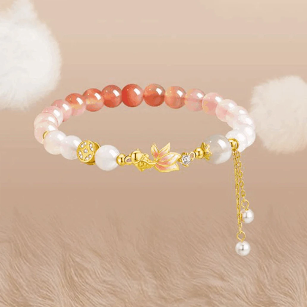 

Luck brocaded carp Multi-Treasure Design With Agate Bracelet For Women Hetian Jade Beads Unique Handmade Sterling Silver Jewelry