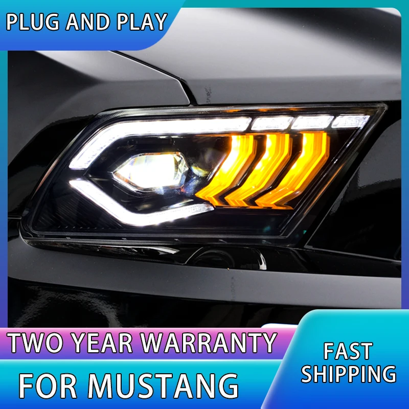 Car Styling For Ford Mustang Head lights 2010 2011 2012 2013 2014 Factory Full LED Projector Headlights Front Lights