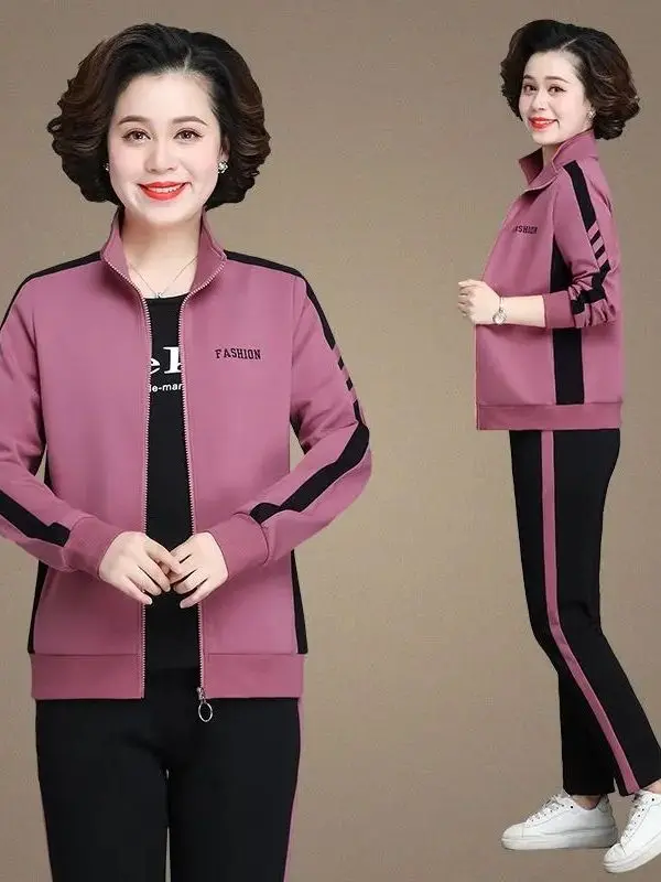 Picture 5: Spring Sportswear Set for Mommy 2026 New Style plus Size Sweatshirt Two Piece Set Korean Loose Fit High Waist Long Pants