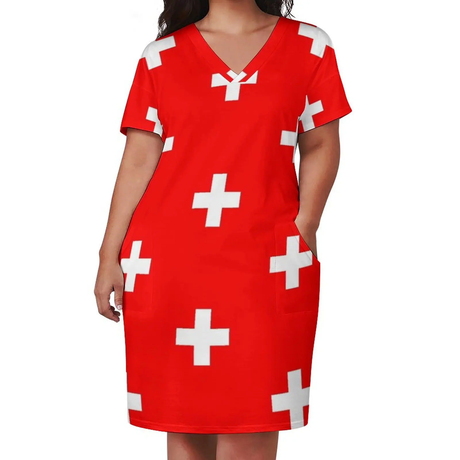 Swiss National Day - Switzerland Flag #1 Loose Pocket Dress long dress women Woman