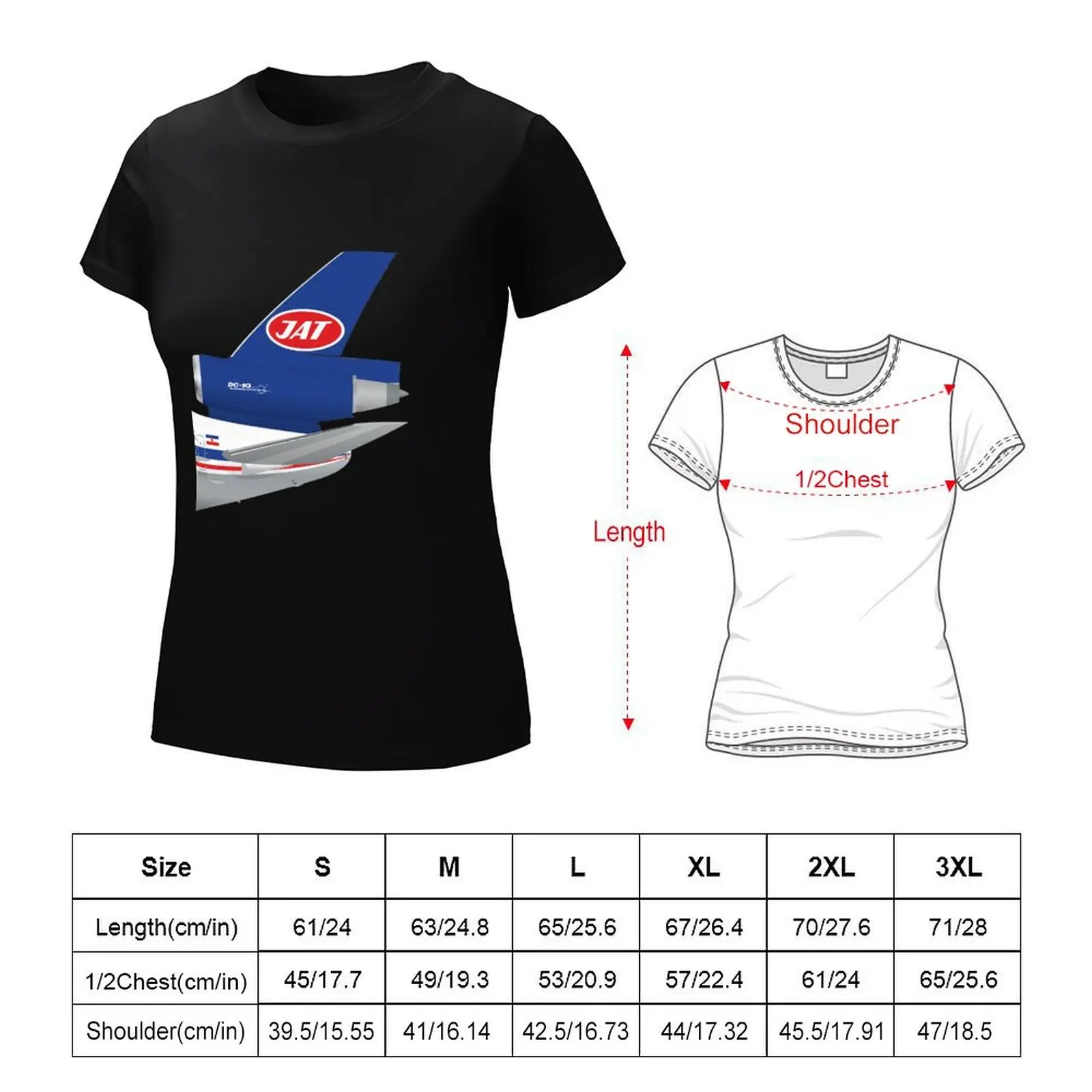 Vleugels In Uniform-DC-10-Jat Jugoslav Airlines 70S T-Shirt Kawaii Kleding Vrouw Kleding