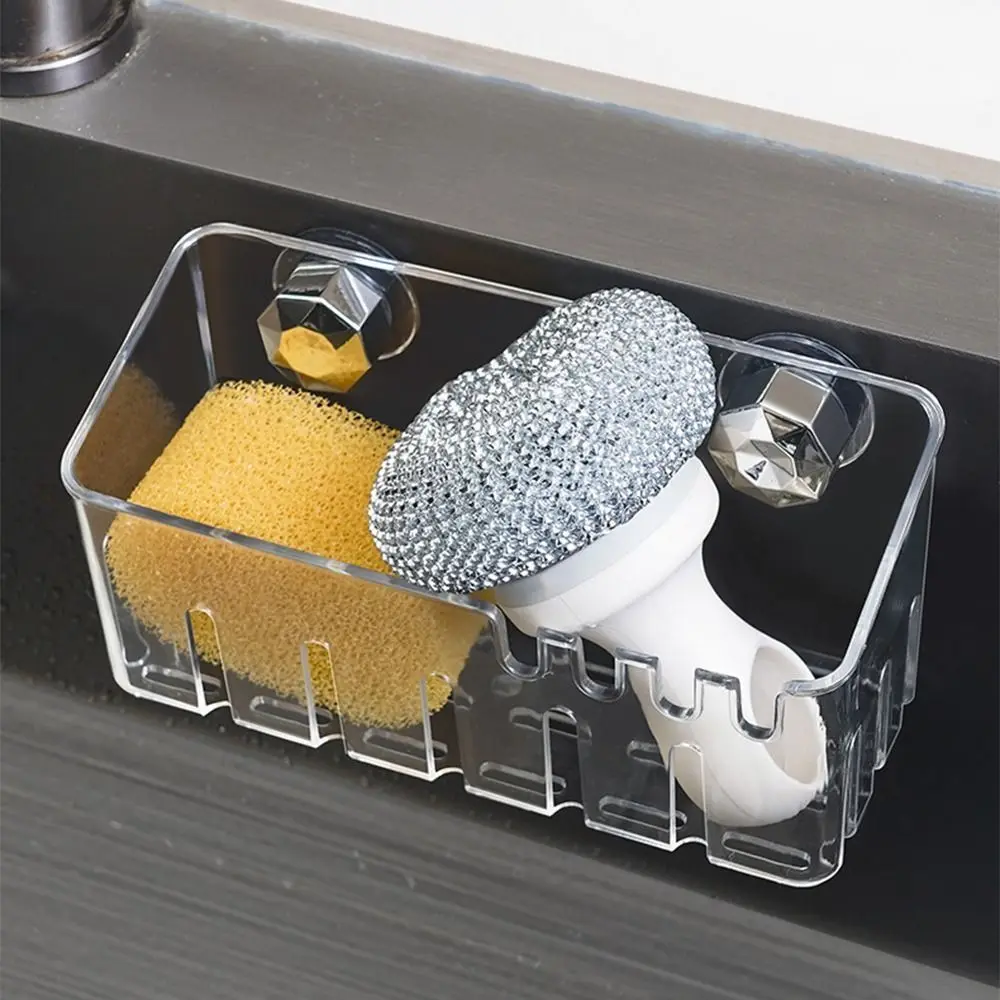 

Suction Cup Kitchen Sink Rack Wall Mounted Self-draining Seasoning Organizer Moisture-proof Space Saving Shower Storage Holder
