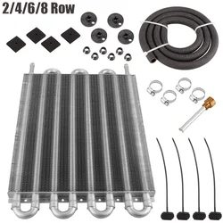 Aluminum Car Air Conditioning Tube Transmission Oil Cooler Universal Belt Condenser Tube Engine Oil Radiator Converter 4/6/8 Row