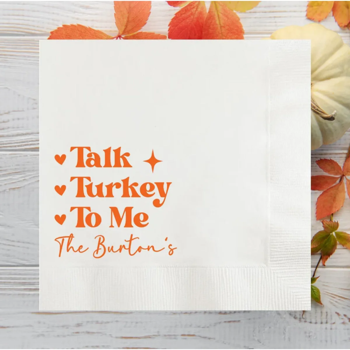 Talk Turkey To Me Personalized Thanksgiving Cocktail Napkins, Custom Modern Thanksgiving Favors, Party Dinner Tableware, Holiday