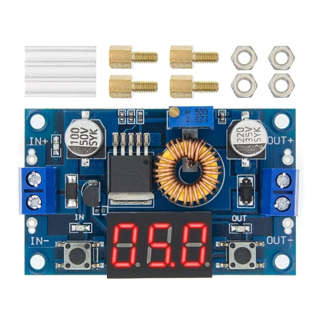 XL4015 5A High Power 75W DC-DC Adjustable Buck Power Module + LED Voltmeter