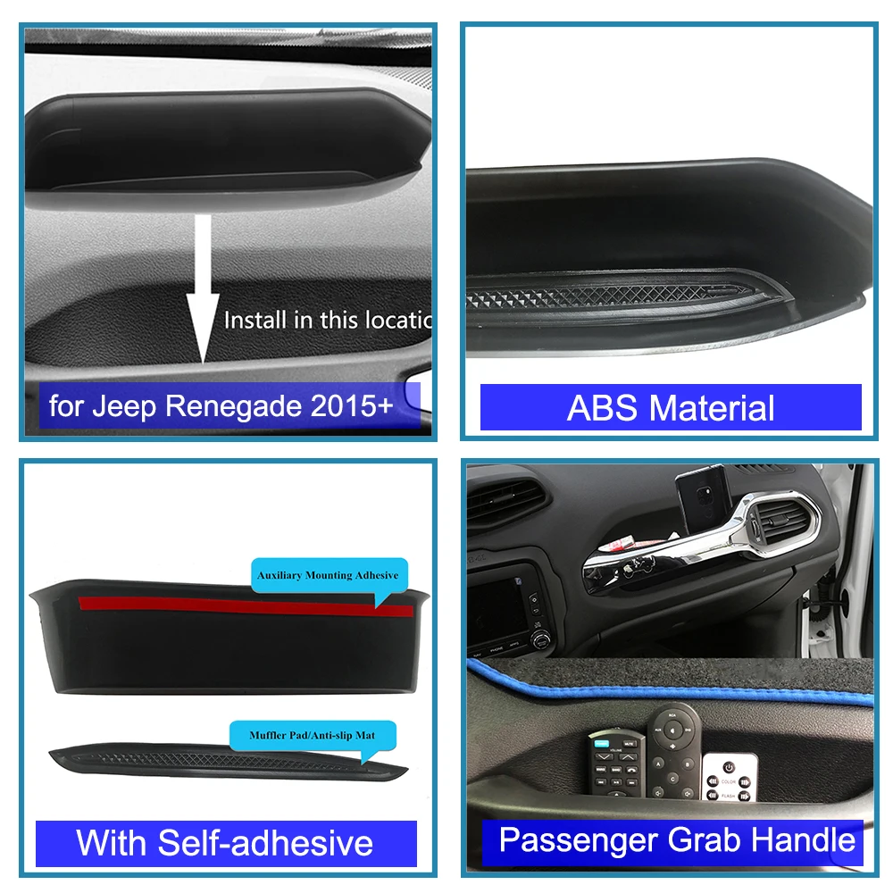 for Jeep Renegade 2015 2016 2017 2018 2019 2020 2021 2022 2023 Car Passenger Tray Organizer Grab Handle Storage Box Accessories