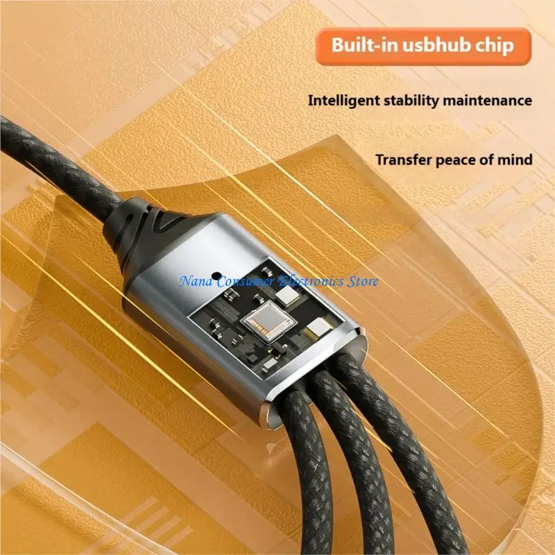 G7NE Nylon Braided Aluminum USB C OTG Cable Splitter Support 100W Charging and 480Mbps Data Transfer Application