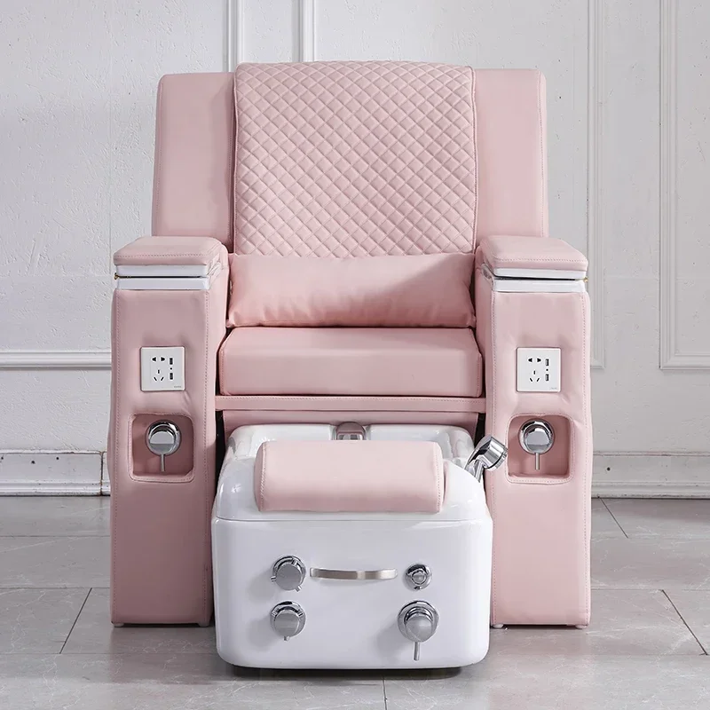 Light Emitting Diode Light Pink Salon Reclining Manicure Chair Luxury Foot Pedicure Spa Chair with Massage