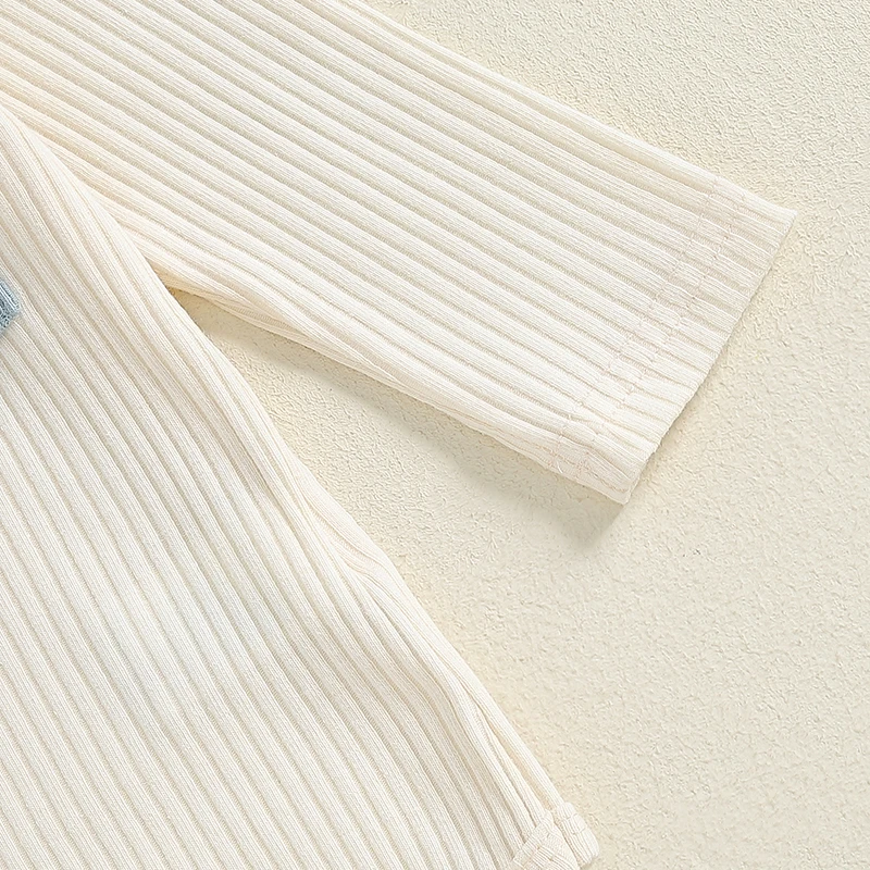 طقم رومبير بأكمام طويلة للأولاد الصغار ، أحادي اللون ، بنطال برباط ، رقبة دائرية ، زي بأزرار ، 2.