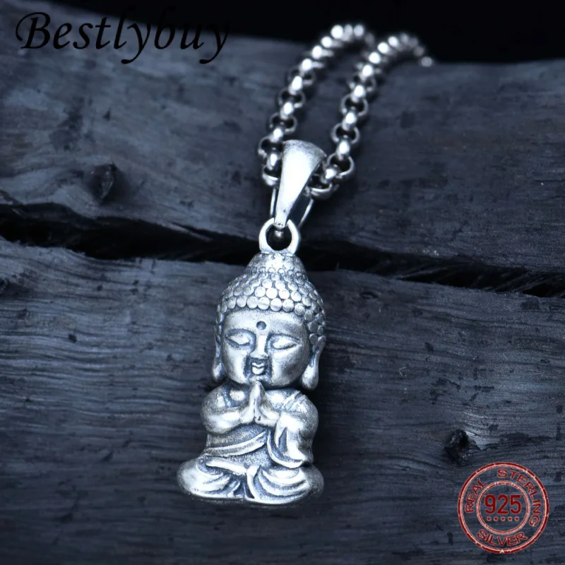 

НОВЫЙ трехмерный однотонный кулон из чистого серебра S925 с изображением Будды Шакьямуни, мужские и женские талисманы на удачу