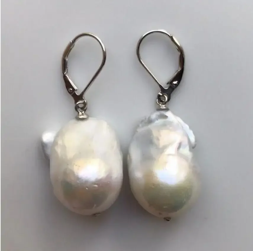 Hot sale new Style Baroque Pearl Earrings,large Fireball Pearl Earrings,S925 Level Back Earrings