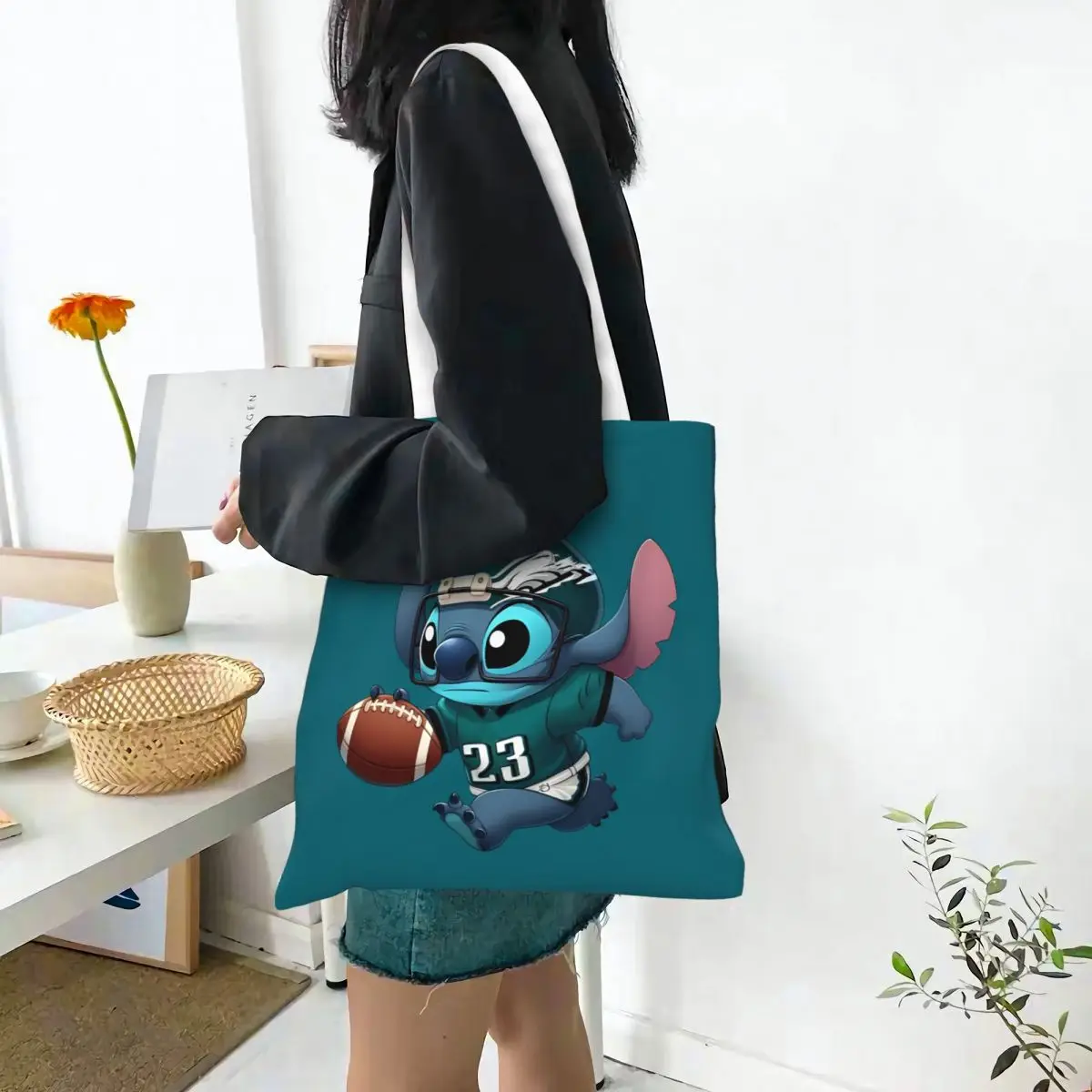 Philadelphia Football Stitch Players 23 Canvas Tote Handbag Grocery Bags Reusable Shopper Bags for Women