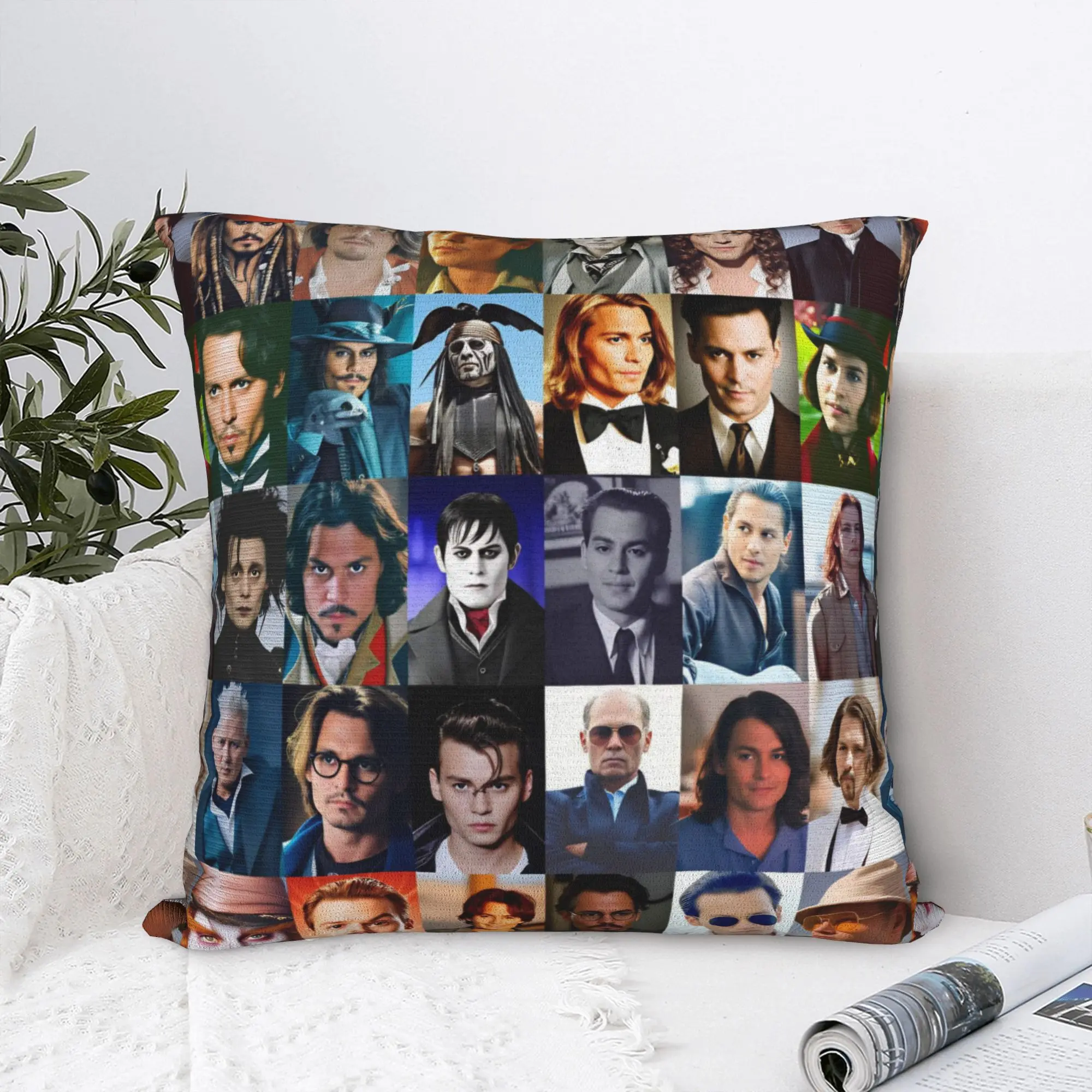 Johnny Depp Collage Pillow Cover  Funny Pillow Case For Sofa Couch Bed Living Room Comfy Cushion Cover Birthday Gift