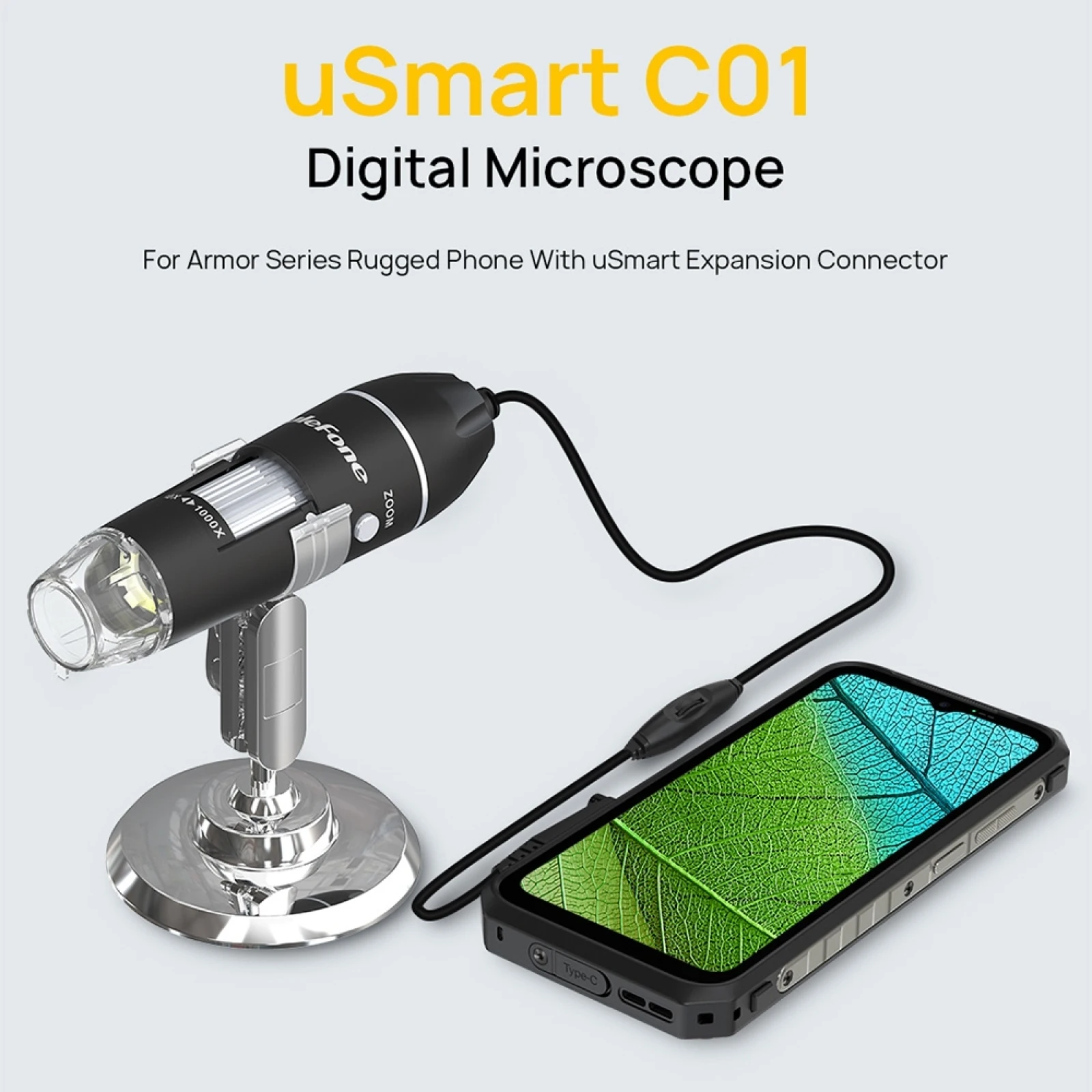 Ulefone uSmart C01 Wired Digital Microscope for Ulefone Armor 18 Series / 9 / 9E & Power Armor 16 Series / 13 / Armor Pad