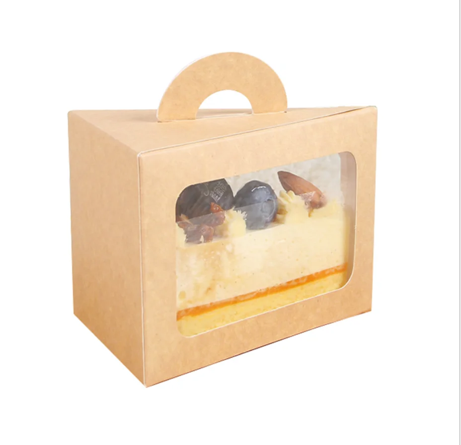 

50pcs Cake Packaging Box Portable Triangle Pastry Box Mousse Pudding Cheese Slice Cake Small Box