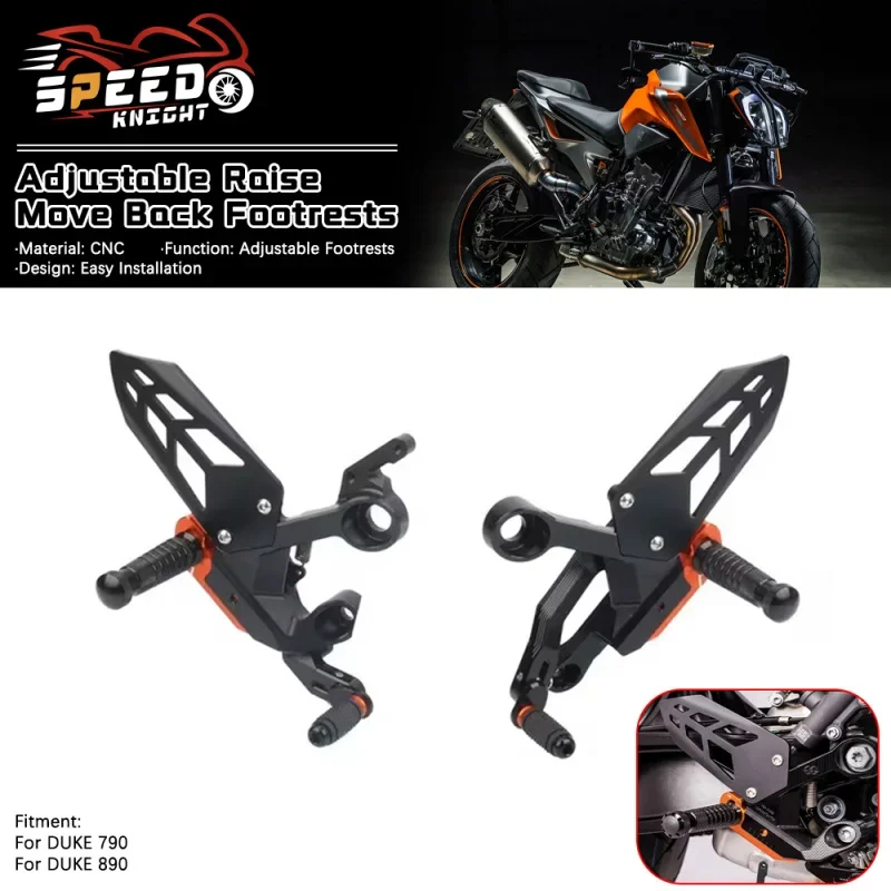 Motorcycle Adjustable Raise Move Back Footrests Rearset Rear Footpeg Foot Rests For DUKE 790 For DUKE 890