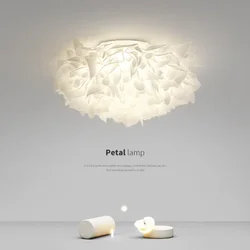 Romantic White Flower LED Ceiling Light Bedroom Restaurant Bookstore Living Room Lamp Remote Control Dimming Home Decor Hanglamp