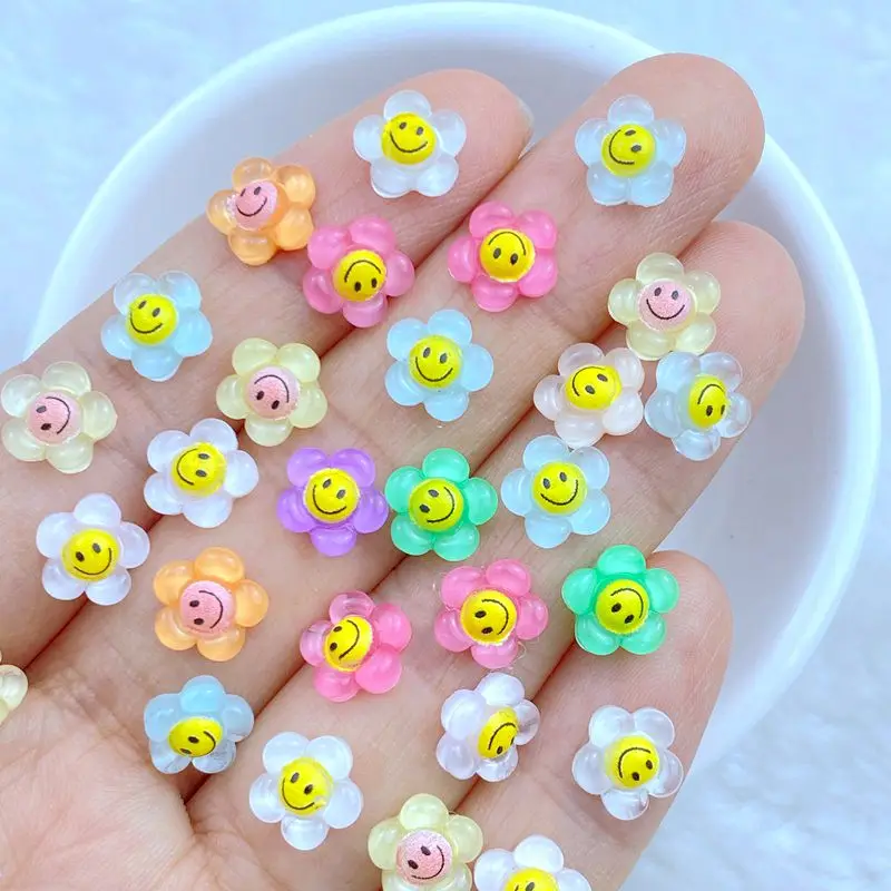 50pcs New Cute Mini Shiny cartoon sunflower Nail Rhinestones Gems Glitter Nail Art Jewelry Manicure Nail Decoration Accessorie