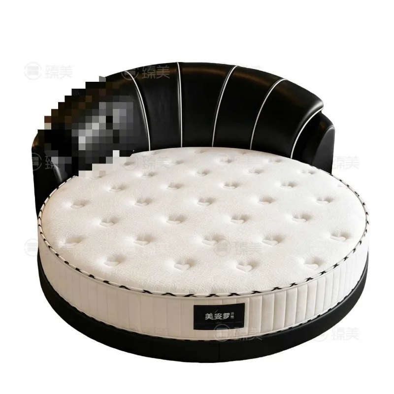 Round bed double master bedroom wedding bed light luxury atmosphere luxury soft package hotel homestay large round bed simple
