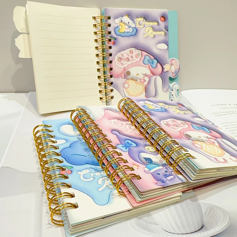 20 Stuks Sanrio Coil Book Notebook Kuromi Cinnamoroll Student 3d Notitieblok Draagbare Agenda Planner Briefpapier Schoolbenodigdheden