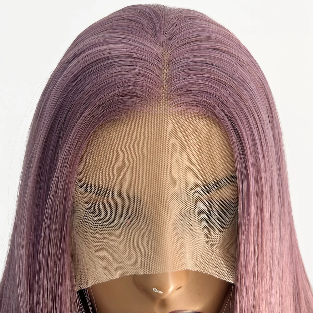 AIMEYA Synthetic Lace Front Wigs For Women Straight Long Lace Wig Purple Cosplay Wig Natural Hairline Party Synthetic Wigs Daily