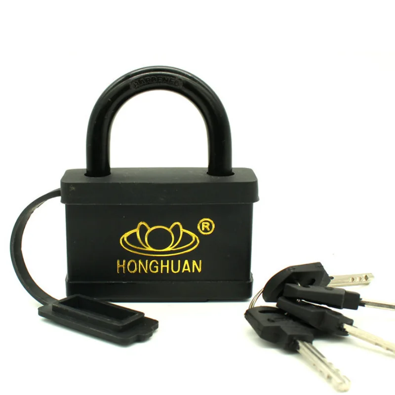 30mm cadeado à prova d'água ao ar livre preto revestido de borracha fechaduras de segurança porta de armazém cadeado à prova de chuva com 3 chaves