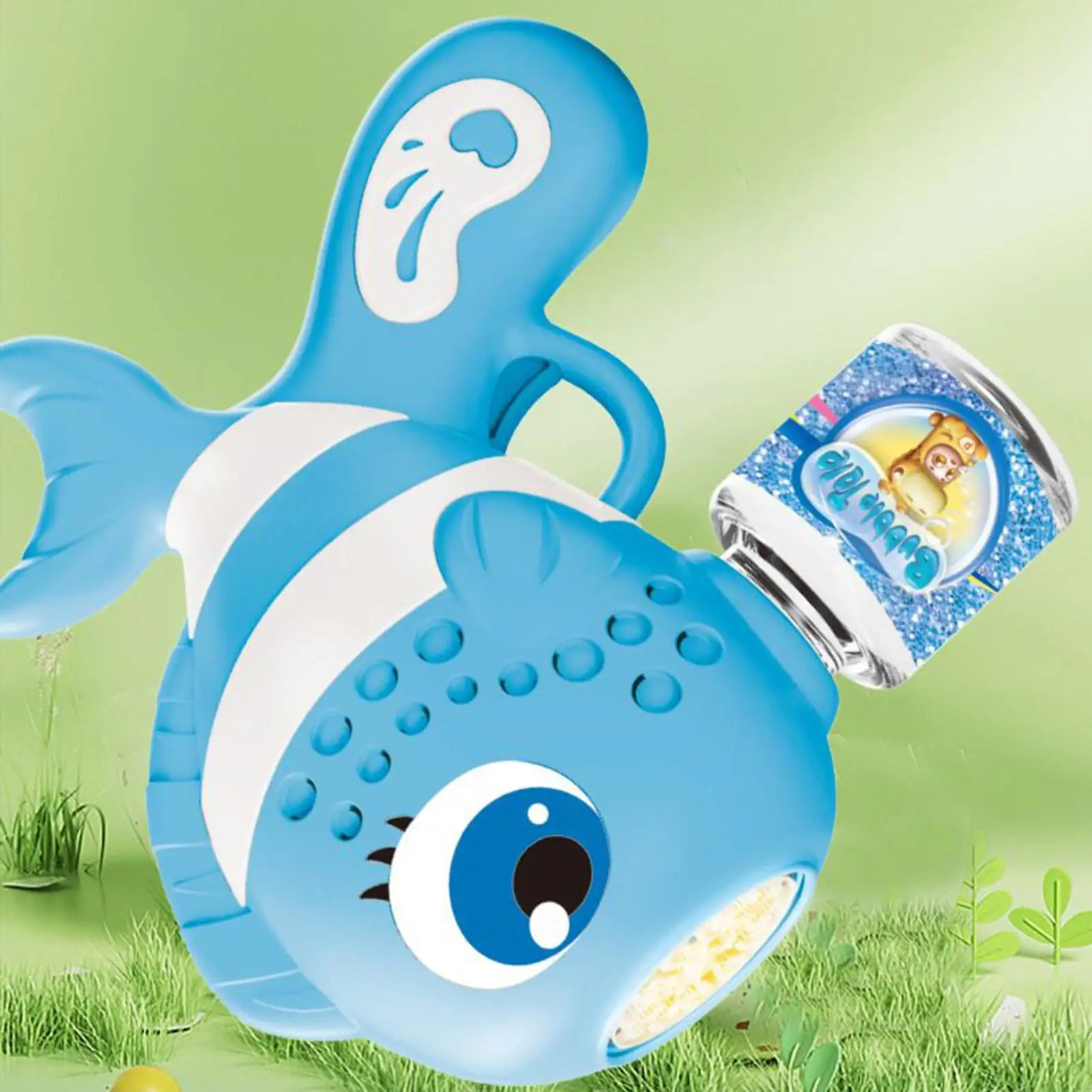 Fish Shaped Bubble Guns with 16 hole Outdoor Entertainment Toy Automatic Bubble Blower Portable Soap Dispenser Blowing Toy