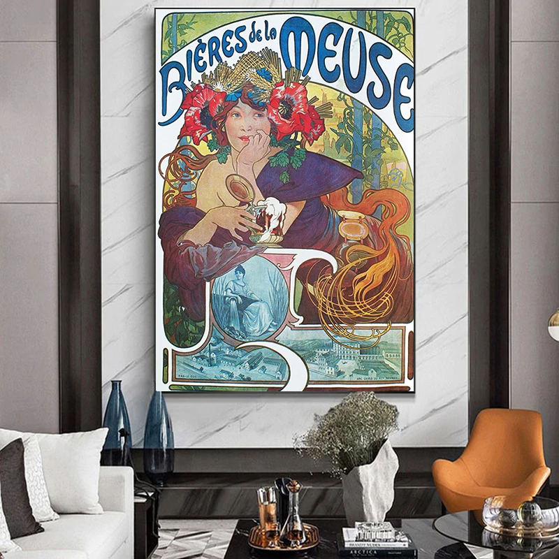 Alphonse Mucha Canvas Posters and Prints Cuadros Art Vintage Woman Canvas Painting Art Wall Art Pictures for Home Decoration