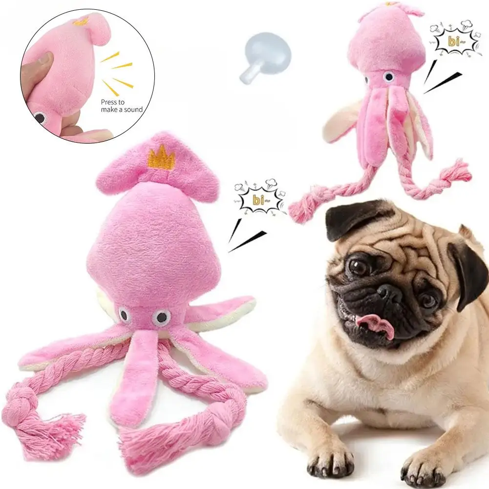 1pcs Dog Toys Pink Octopus Soft Plush Tooth Grinding Poodle Teddy Supplies Gold Pet Supplies M7x8