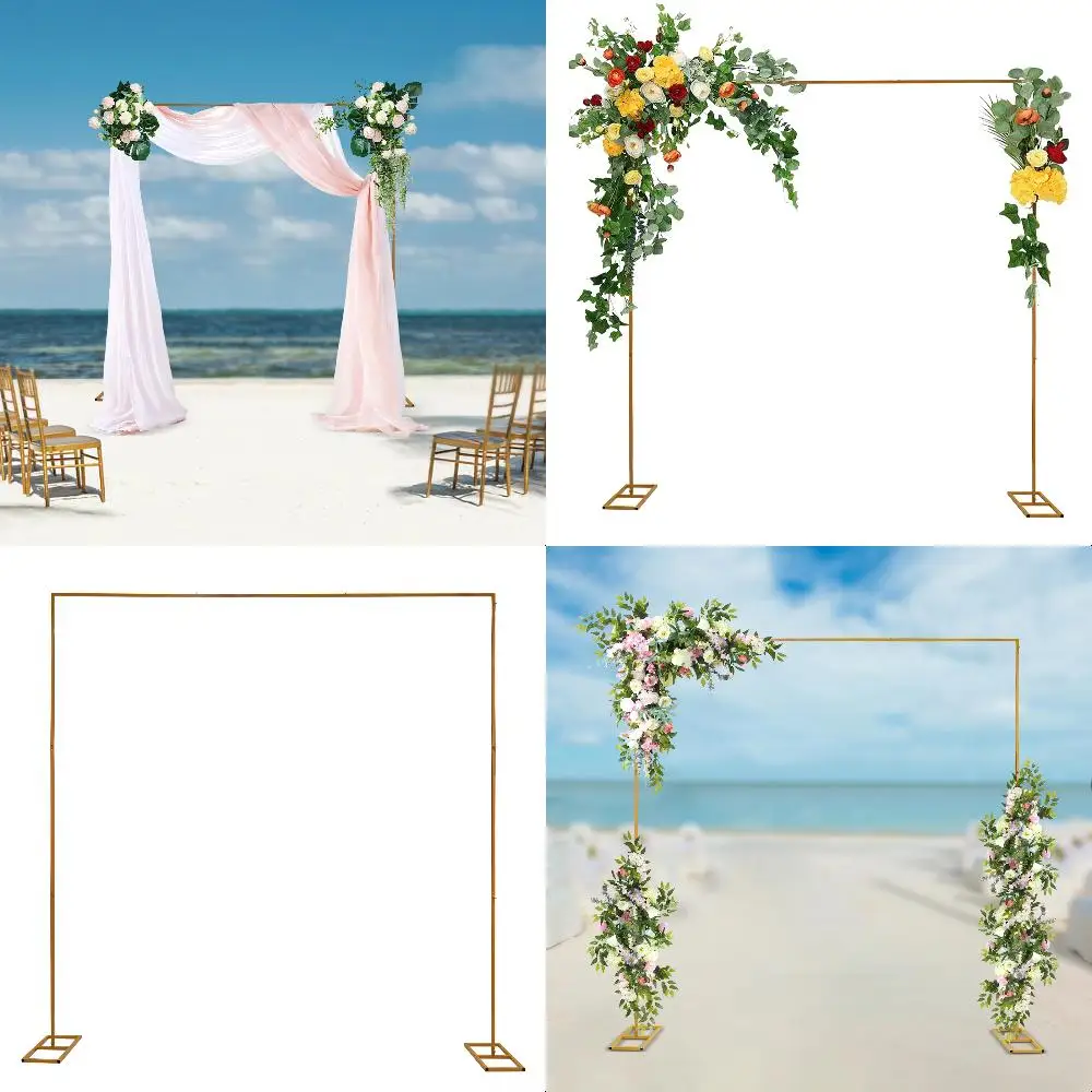 

New Wedding Arch Stand with Bases Easy Assembly 9.8*9.8 Feet Square Garden Arch Metal Weddings Party Party Event Decoration