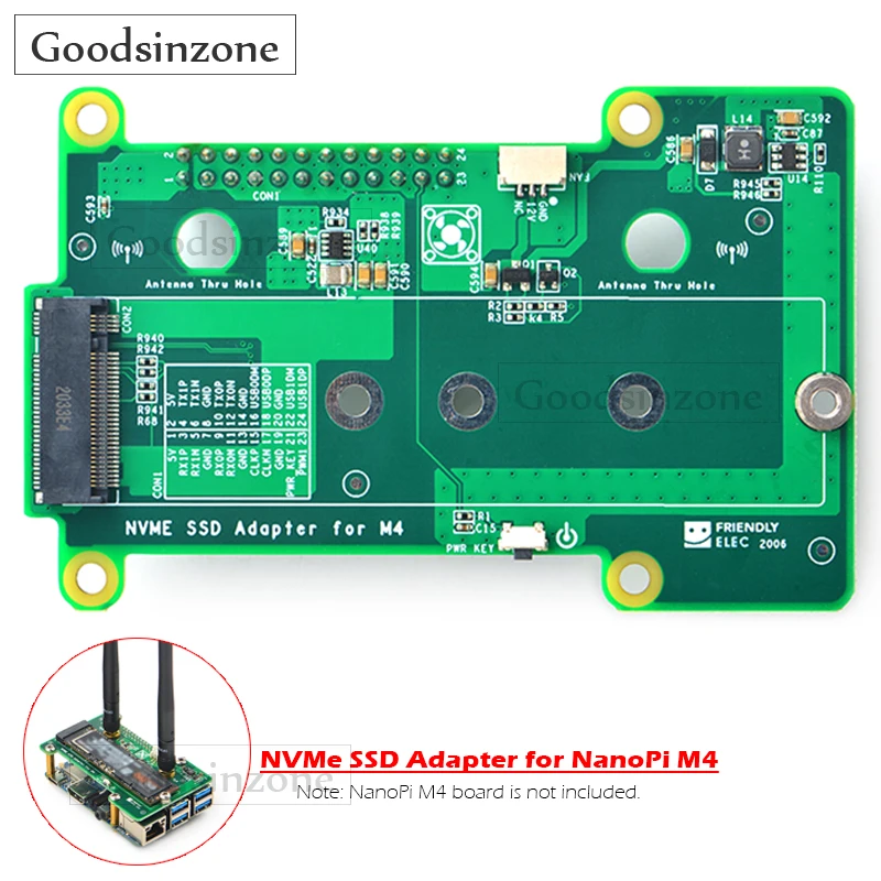 

Плата расширения NVMe SSD для адаптера NanoPi M4 — PCIe 2.1 x2 M.2 с поддержкой вентилятора 12 В