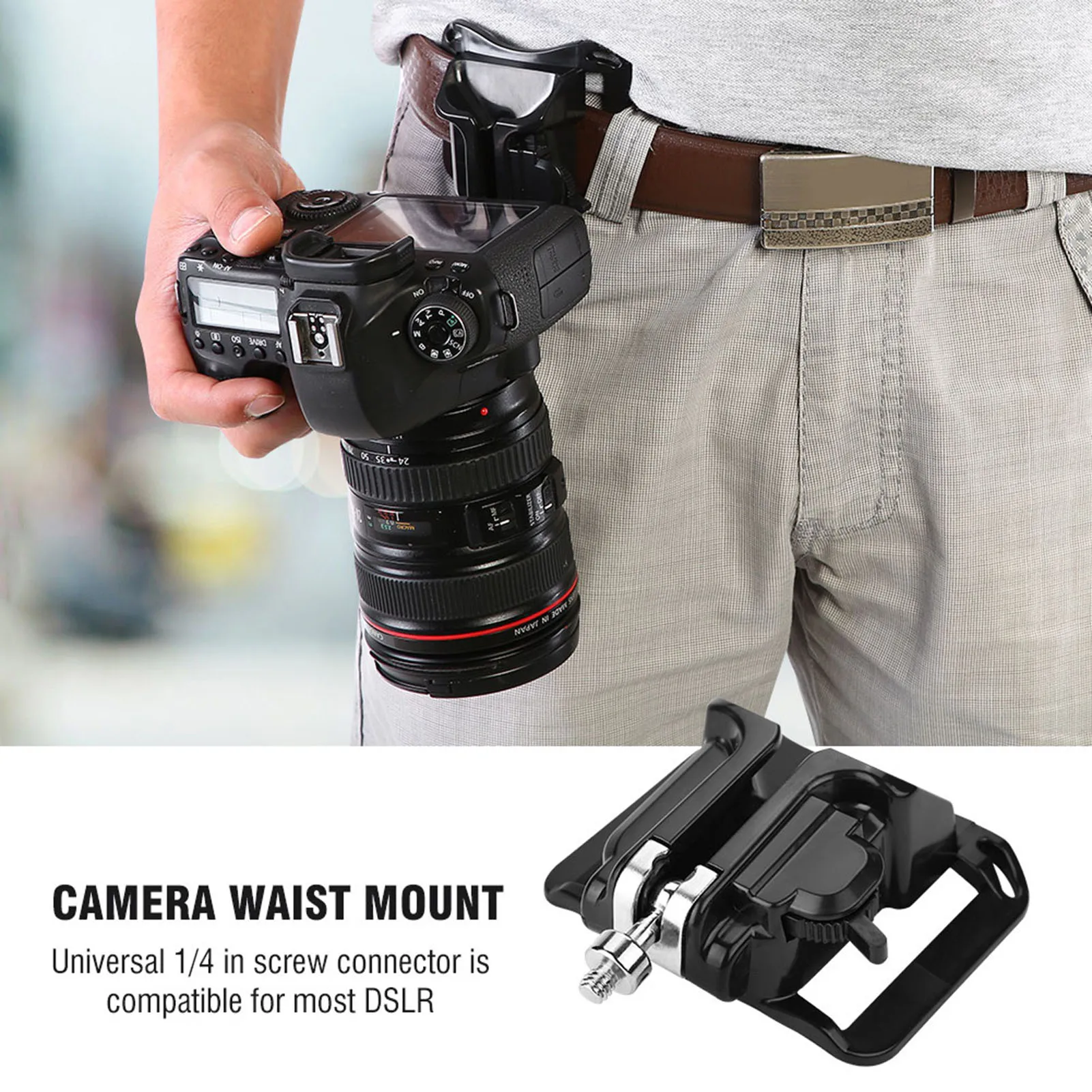Kamera-Halterung mit 1/4-Zoll-Schraubmontage, Schnellverschluss-Gürtelschnalle für DSLR-Kamera.