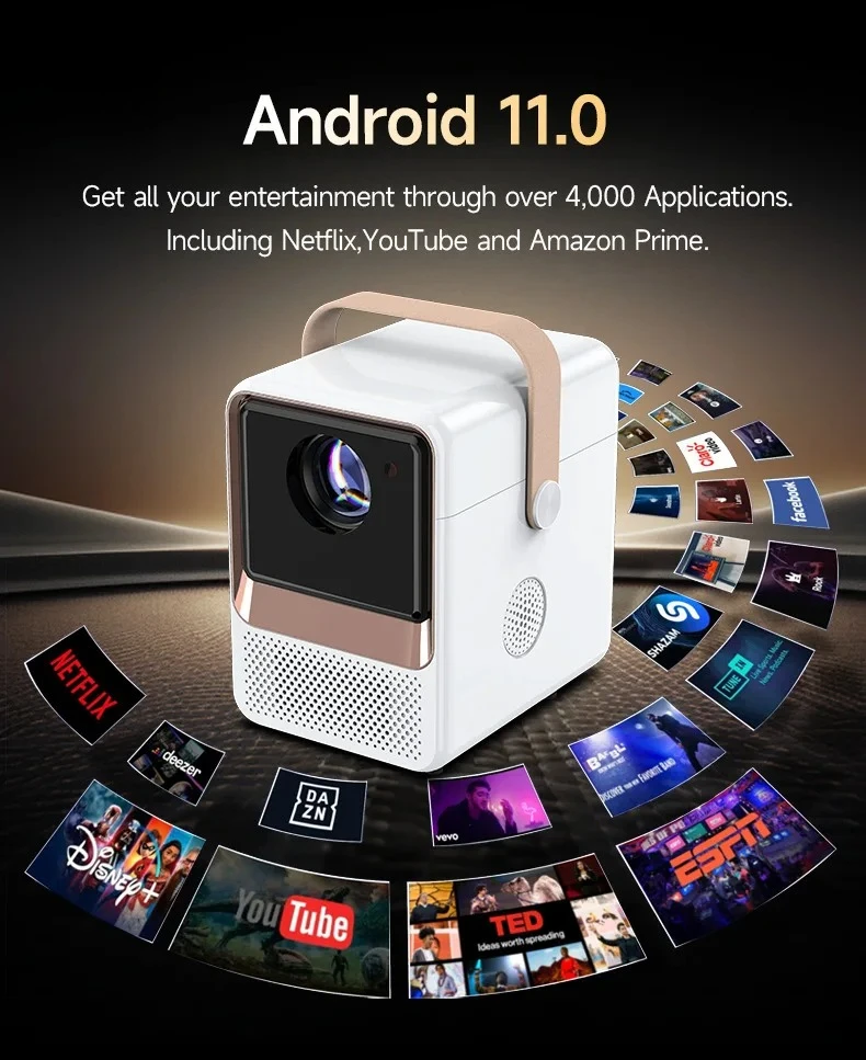 Ligent HD S2 Home Projector Small Portable Bedroom Wall Projection Cell Phone With Screen Projector Equipment