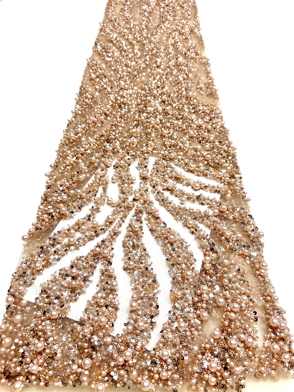 

African Lace Fabric Heavy Sequins Beaded With Gold Embroidered French Mesh Tulle Lace For Sewing Wedding Party Dresses 2026