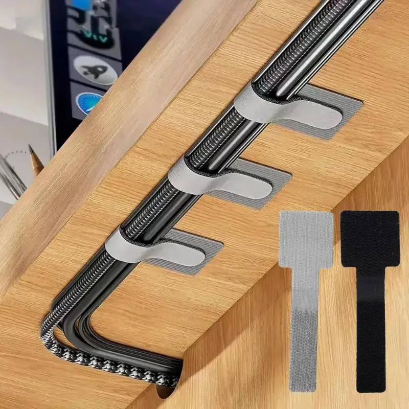 Self Adhesive Reusable Fasten Wire Cable Organizer Hook&Loop Ties Adjustable Cord Straps For Home Office Desk Cable Management