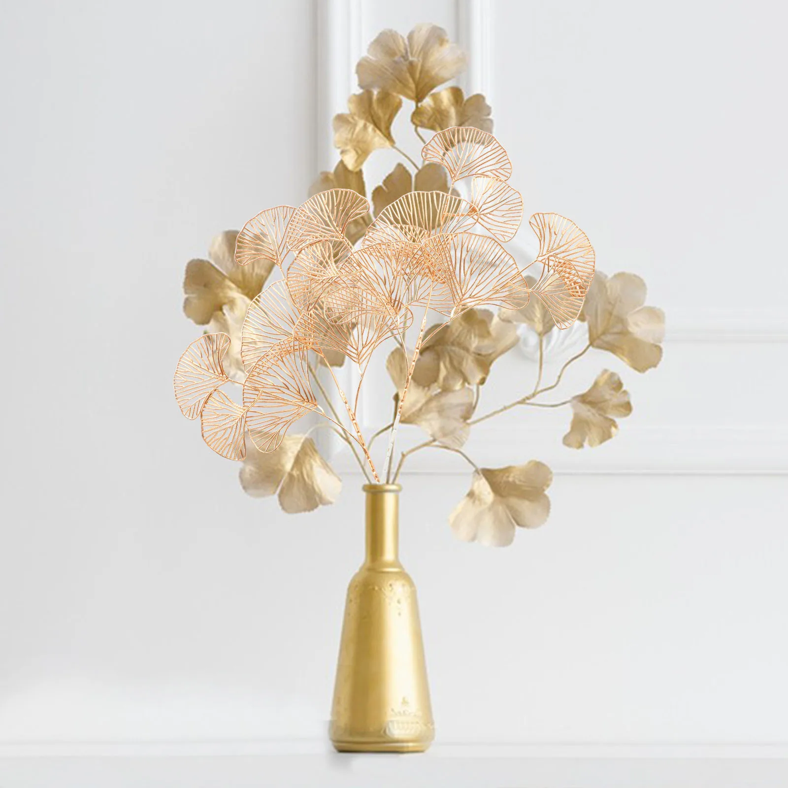 

4pcs Artificial Ginkgo Leaves Stems Faux Plants For Vase Decor Wedding Party Centerpiece Simulation Greenery Fake Plant