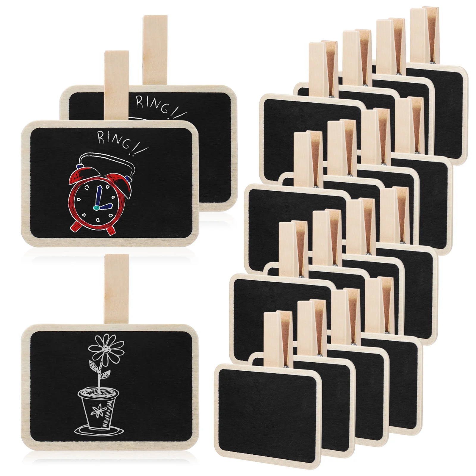 

20Pcs Mini Chalkboard Signs Wooden Photo Clips Square Design Reusable Food Labels Party Buffet Tags Mini Chalkboard Signs