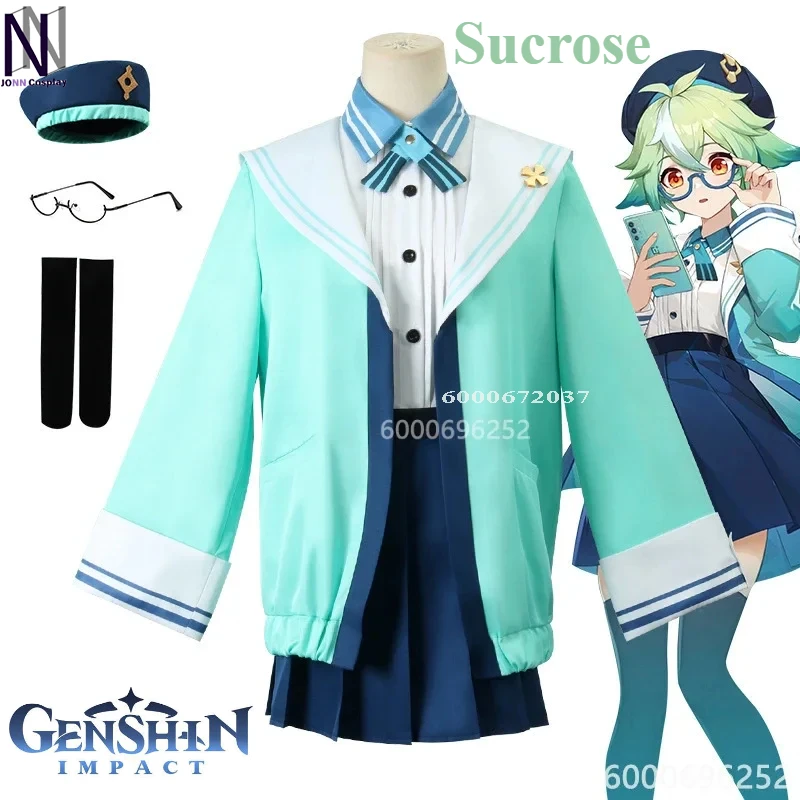 

Genshin Impact Game Sucrose JK Uniform Cosplay Costume Anime Halloween Costumes for Women with Accessories and Props New Arrival