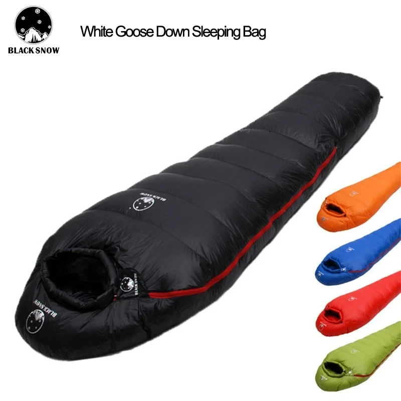 

Very Warm Camping Sleeping Bag Mummy Style Ultra Light Goose Down Filled Thermal Splicing Design Travel Winter Adult Sleep Bag