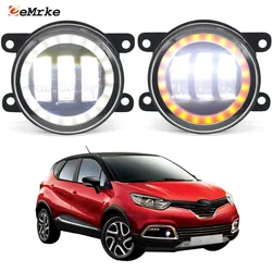 Led Fog Lights Assembly PTF 30W W/ Clear Lens for Renault Captur Samsung QM3 Car DRL Halo Turn Signal Angel Eye Fog Driving Lamp