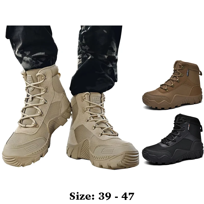 

Высококачественные мужские хлопковые ботинки для пустыни длиной до щиколотки, водонепроницаемые, осень-зима 2023, уличная походная горная обувь, черный, коричневый
