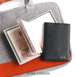 Funda de pasaporte de cuero con grabado de letras para hombres y mujeres, funda de pasaporte de cuero de vaca suave con nombre personalizado, soporte de pasaporte de viaje, regalo DIY, billetera