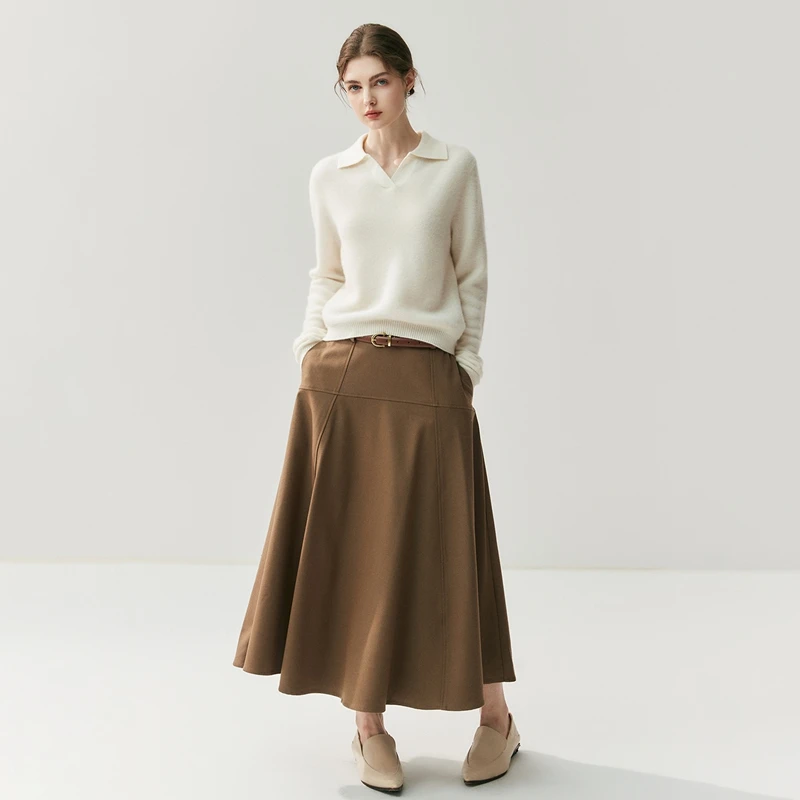 

Женский короткий свитер, 100% кашемир, вязаный пуловер-поло с v-образным вырезом, офисный женский базовый простой стиль, кашемировый трикотаж, осенне-зимний топ